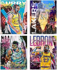 four basketball cards with different designs on them