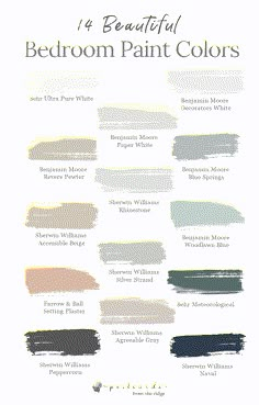 the different shades of paint that are used to create this color scheme for bedroom walls