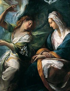 an oil painting of two women with wings