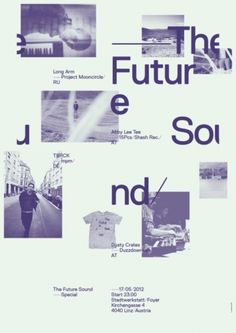 an advertisement for the future is sou with pictures of people walking down the street