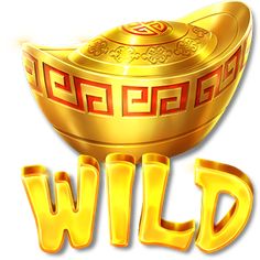 the word wild written in gold with a golden bowl