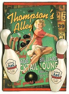 an advertisement for a bowling game with a woman on it