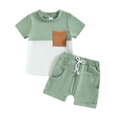 PRICES MAY VARY. 🌴Material: The toddler baby boy t-shirt and shorts set is made of cotton blend, which is soft and breathable, cares for your baby's skin, your baby will feel comfortable and cool in summer. 🌴Design: Toddler boys summer 2pcs outfit sets, short sleeve round neck contrast color t-shirt solid color elastic waist drawstring design, make your little boy more eye-catching among his peers. 🌴Occasions: Infant baby boy 2pcs contrast stitching color patchwork outfits, perfect for the da Toddler Boy Summer Outfits, Toddler Boy Summer, Toddler Baby Boy, Summer Shorts Outfits, Coordinating Outfits, Short T Shirt, Color Block Top