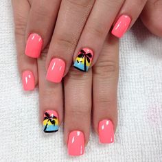 Beach Nails Designs, Summer Beach Nails, Cruise Nails, Palm Tree Nails, Beach Nail Designs, Summer Nails Beach, Tropical Nails, Tree Nails, Vacation Nails