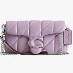 Nwt. Beautiful “Soft Purple” Color. Measurements In Last Pic Tabby Shoulder Bag 26, Tabby Shoulder Bag, Coach Tabby, Best Designer Bags, Soft Purple, Quilted Pillow, Leather Wristlet, Quilted Leather, Leather Chain