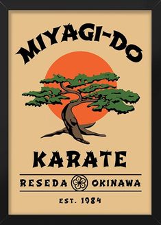 a framed poster with an image of a bonsai tree and the words, myagado