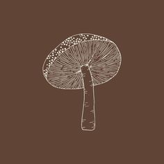 a drawing of a mushroom on a brown background