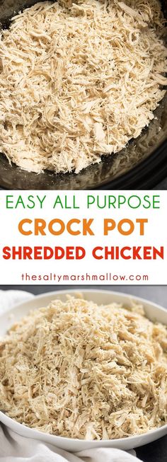 the crock pot shredded chicken is ready to be cooked