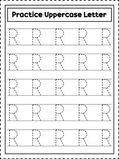 practice uppercase letter worksheet with the letters r and p in black and white