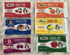 fruit pie bars are lined up on a table