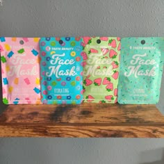 Set Of 4 Face Masks New Packs Of Face Masks, Face Masks Packs, Lots Of Face Masks, Face Mask Bundle, Fruit Face Mask, Fruit Loops Cereal, Mask For Dry Skin, Gold Eye Mask, Pore Mask