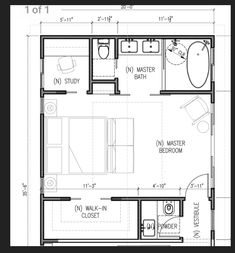 the floor plan for a small house with two bathrooms and an attached bathroom in it