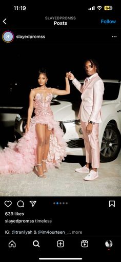 Prom Ideas Black Women, Prom Date Dresses, Homecoming Dresses Sneaker Ball, Prom Inspo Black Couples, Prom Dresses Ideas Black People, Prom Dress Inspiration Black People, Prom Couples Black People, Pink Prom Dresses Black Women, Hood Prom