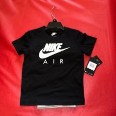 - Nike Boys' Air T-Shirt And Shorts Set - Size: 4, 5, And 6 - Color: Black And White Shirt, Bottoms Are Gray - Brand New - Smoke And Free Zone - Feel Free To Make Offers! Black Short Sleeve T-shirt For Play, Black Cotton Tops For Playwear, Black T-shirt With Graphic Print For Casual Wear, Black Crew Neck Tops For Playwear, Casual Black Playwear Tops, Black Casual Playwear Tops, Casual Black Tops For Playwear, Black Short Sleeve T-shirt For Playwear, Nike Sporty T-shirt For Play