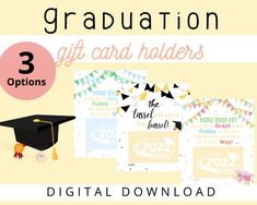 graduation gift card holders with the words congratulations on them and an image of a graduate's cap