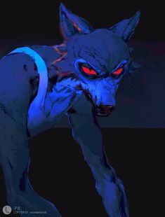 an animal with red eyes is in the dark