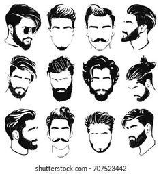 a bunch of men's hair and beards