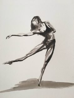 a black and white drawing of a man in motion