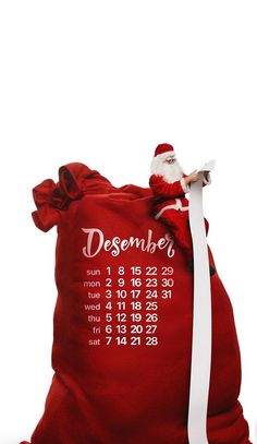 a santa sack with a calendar on it