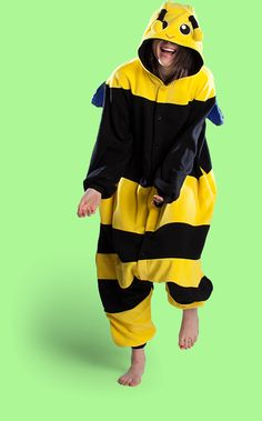 Bee onesie | Bee kigurumi | Bee costume | Bee suit | Bee animal onesie | Kigu.me Bee Onesie, Adult Onesies, Onesies Pajamas, Bee Suit, Animal Onesie, Bee Costume, Costume Ideas, Onesies, Rain Jacket