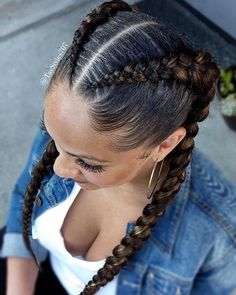 Source: Pinterest Boxer Braids Black Women, 2 Box Braids Hairstyles, Cornrow Hairstyles Two Braids, 2 French Braids Short Hair, French Braids On Black Women, Two Braid Extensions, Cornrow 2 Braids, Two Long Cornrows Braids, Two Long French Braids Black Women