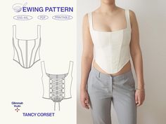 an image of a woman's top and pants sewing pattern with the front side cut out