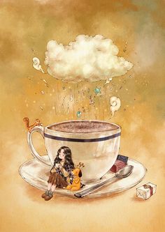 Coffee Illustration, Tea Art, 판타지 아트, Dreamy Art, Illustration Inspiration, Malbec, Girly Art, Coffee Art, A Drawing