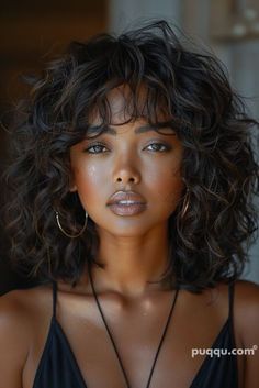 Natural Curly Hair Cuts, Textured Curly Hair, Short Curly Haircuts, Curly Hair With Bangs, Penteado Cabelo Curto, Summer Hair Color, Curtain Bangs