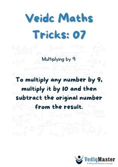 a white sheet with blue writing on it that says, veid maths tricks 07