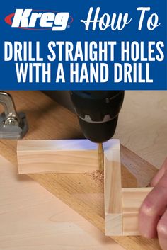 the drill is being used to attach holes in wood