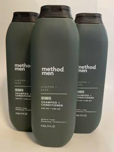 Three New Method Men Juniper + Sage 2-in-1 Shampoo + Conditioner 14 oz. x 3 **bottles and labels may have blemishes** I appreciate your business. Men Shampoo And Conditioner, Mens Shampoo And Conditioner, Method Shampoo, Hair Care Men, Hair Care For Men, Hair Products For Men, Troll Wig, Men Shampoo