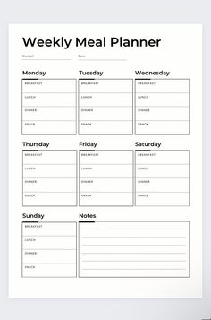 a printable meal planner is shown with the words, week and month on it