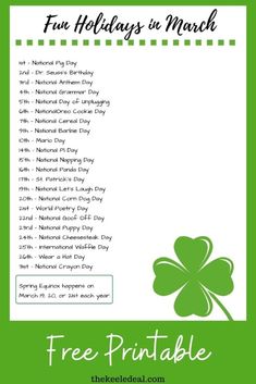 the free printable four leaf clover for st patrick's day