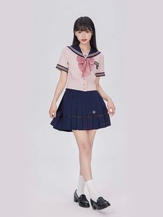 Butterfly Girl Summer Sailor Uniform Women's Suit High Waist Slim – ntbhshop Sakura Petals, Sailor Uniform, Butterfly Girl, Trendy Fashion Tops, Sailor Collar, Slim Waist, Fashion Tops, Discount Code, Summer Girls