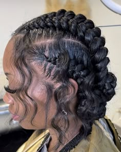 Funky Braids Black Women, Jumbo Braids In A Bun, Pretty Braided Hairstyles Natural Hair, Braids For Swimming Black Hair, Braided Hairstyles For Black Women Updo, Fish Braid Hairstyles, Tessa Thompson Braids, Easy Protective Styles For Natural Hair, Creative Hair Styles