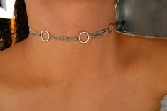 Chain is adjustable. Dainty Metal Choker, Minimalist Round Clavicle Chain Choker, Dainty Adjustable Metal Choker, Dainty Silver Choker With Adjustable Chain, Minimalist Choker Jewelry With Adjustable Length, Simple Adjustable Choker Jewelry, Minimalist Adjustable Choker Jewelry, Silver Minimalist Choker With Adjustable Chain, Minimalist Silver Choker With Adjustable Chain