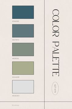 the color palette is in shades of blue, green and grey with white lettering on it