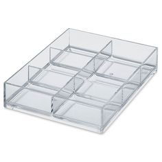 a clear plastic drawer with six compartments