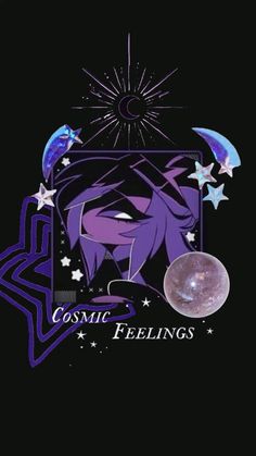 the logo for cosmic feelings with stars and moon