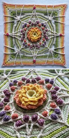 crochet garden square is shown with the text, secret garden square free crochet pattern