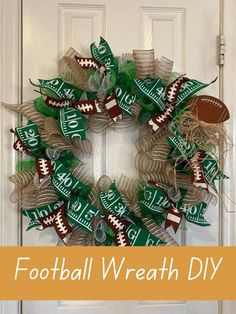 a football wreath with the words football wreath diy on it