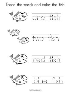 trace the words and color the fish