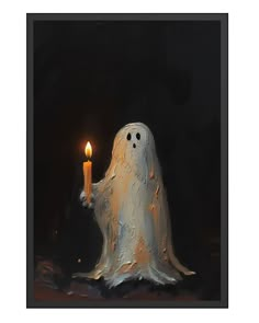 a painting of a ghost holding a lit candle