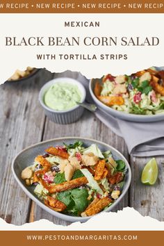 mexican black bean corn salad with tortilla strips