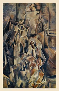 an abstract painting of a man playing the violin