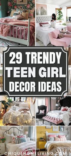 twenty trendy teen girl bedroom ideas with pink and white bedding, pillows and blankets