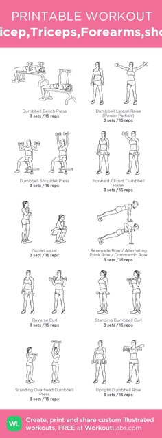 the printable workout poster shows how to do different exercises