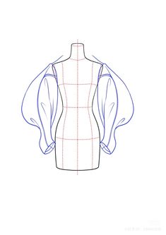 the front view of a dress with sleeves drawn