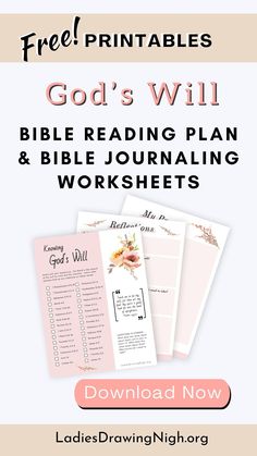 the free printable bible reading plan and worksheet is shown with text that reads,