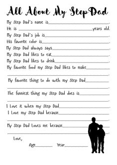 a father's poem for his daughter to write on her fathers birthday card with the words, all about my step - dad